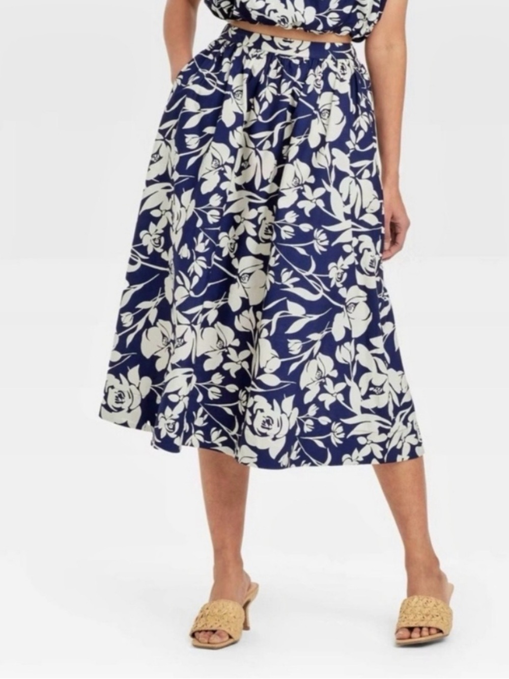 LIKE NEW A New Day Women’s Brunch Picnic A-line Midi Skirt 100% Cotton - Size Lg